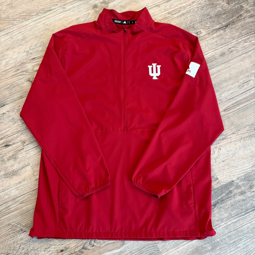 Indiana University Quarter Zip Pullover - Adidas - XL - Hoosiers - Red